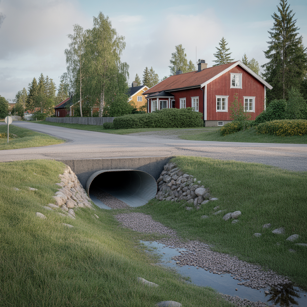 infart over dike med vagtrumma tillstand dimension kostnad