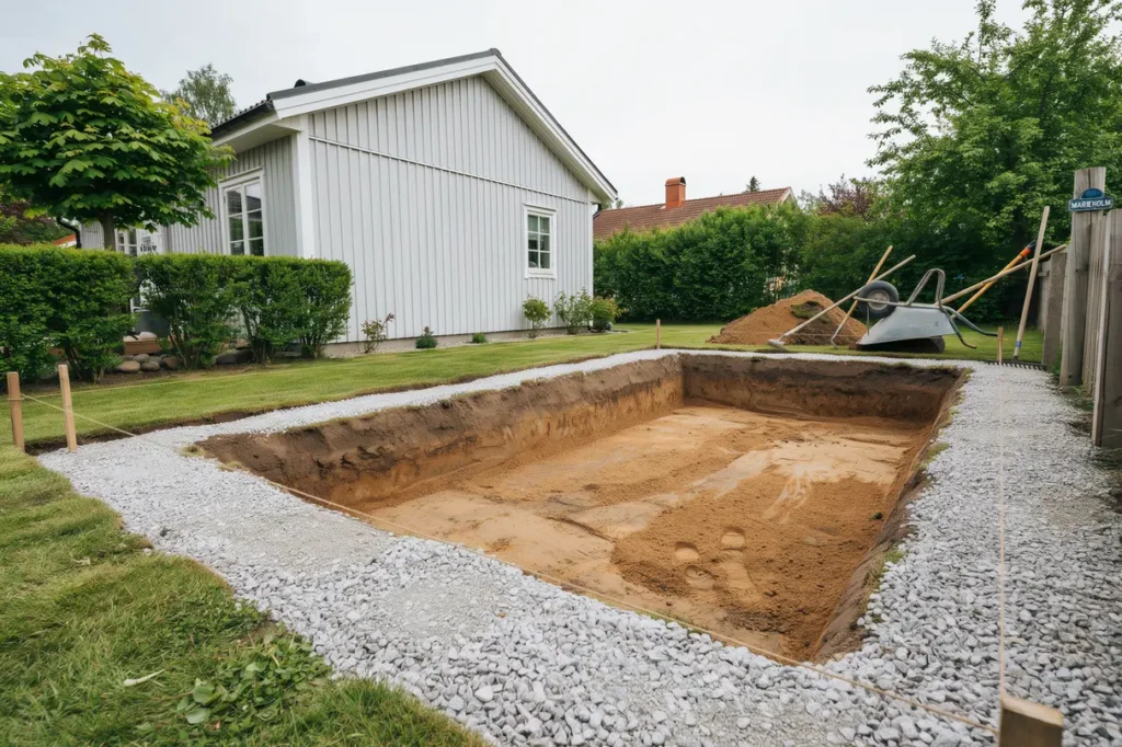 slutf rd schaktning f r poolomr de och finplanering i marieholm